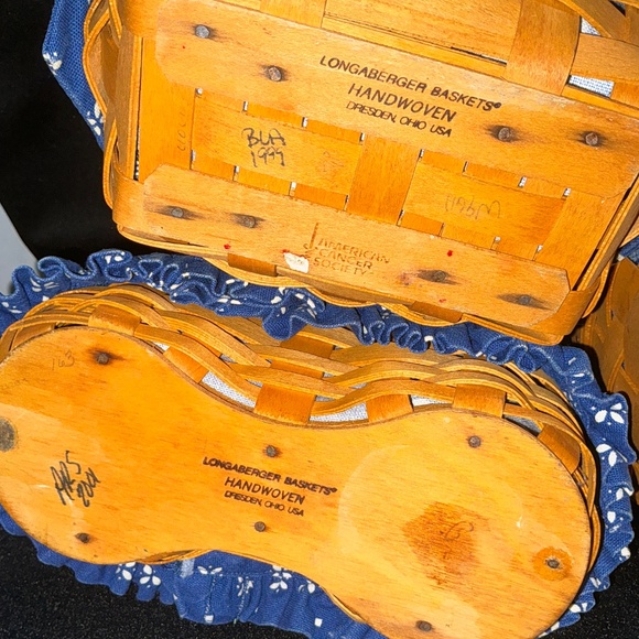 Longaberger Basket Set of 3 | Blue Gingham Liners - Picture 8 of 9